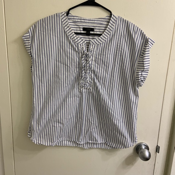 J. Crew Tops - * (3/$25)J Crew Striped Lace Up Cuffed Sleev…